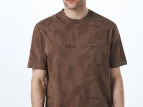 Футболка с растительным принтом, Серый