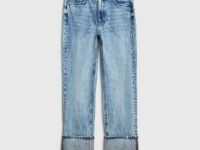 Прямые джинсы с подворотами, Голубой