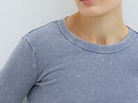 Лонгслив в рубчик, Синий