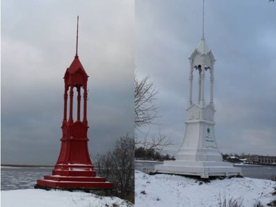 Два памятника-маяка, сооруженные в честь строительства Ладожского канала