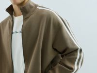 Бомбер на молнии с контрастными деталями, Бежевый