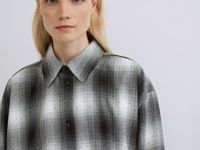 Рубашка в клетку со стразами, Черный