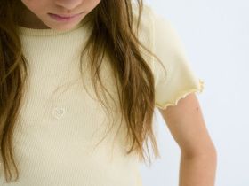 Футболка в рубчик для девочек, Желтый