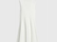 Вязаное платье с воротником-стойкой, Белый