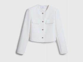 Однобортный укороченный жакет, Белый