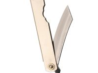 Нож складной Higonokami Nagao Kanekoma, 70мм, сталь AoGami 3 слоя, рукоять нержавеющая сталь золотая