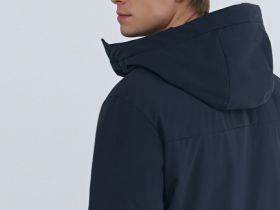 Утеплённая куртка с капюшоном, Синий