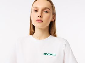 Женская хлопковая футболка Lacoste Do you speak