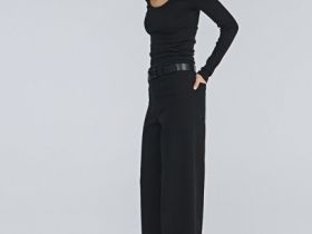 Укороченные широкие джинсы, Черный