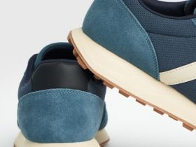 Комбинированные кроссовки из натуральной замши, Синий