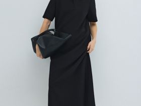 Платье с воротником-поло, Черный