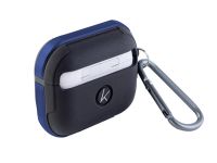Чехол K-Doo Protective Case для AirPods 3 силиконовый с карабином (черный/синий бампер)