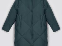 Пуховое пальто с воротником-стойкой и капюшоном