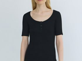 Футболка с вырезом "хенли", Черный