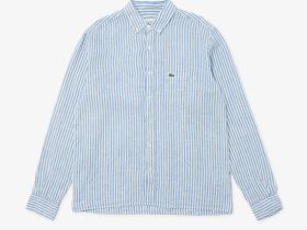 Мужская льняная рубашка Lacoste в полоску