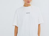 Футболка из жатой ткани с принтом, Белый