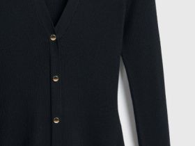 Вязаное платье мини, Черный