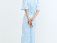 Платье миди с принтом, Голубой