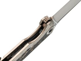 Складной нож TUOTOWN Espada, сталь Tmax, рукоять Grey Crystal Ti/Chaotic Gold CF