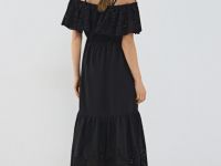 Сарафан из хлопка с объёмной оборкой, Черный