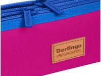 Пенал мягкий 2 отделения Berlingo "Electric pink" 210*60*50 мм, полиэстер, цветные молнии