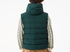 Мужской утеплённый стёганый жилет Lacoste с капюшоном