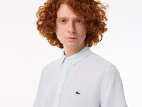 Мужская льняная рубашка Lacoste с коротким рукавом