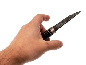 Авторский нож Сова, сталь мозаичный дамаск, подарочная шкатулка