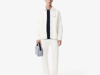 Мужская футболка Lacoste с воротником в полоску из эластичного хлопка
