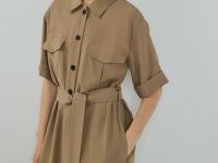 Платье-рубашка со съёмным поясом, Бежевый