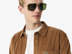 Мужская хлопковая велюровая рубашка Lacoste стандартного кроя