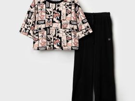 Комплект трикотажный для девочек: фуфайка (футболка), брюки