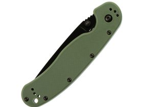 Складной нож полусеррейторный Ontario RAT 1, сталь AUS-8, рукоять термопластик GRN, зеленый/черный