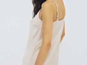 Платье-комбинация на тонких бретелях, Бежевый