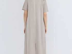 Сатиновое платье-футболка, Бежевый