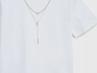 Футболка с декором на горловине, Белый