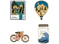 Набор металлических значков MESHU "Travel time", эмаль, 4 шт