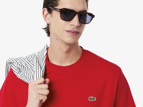 Мужская хлопковая футболка Lacoste с коротким рукавом