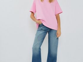 Широкие джинсы с высокой посадкой, Синий