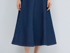 Джинсовая юбка миди, Синий