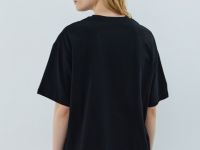 Футболка с цветочным декором из пайеток, Черный