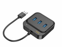 Адаптер Hoco HB35 4 в 1 Type-C на 3xUSB 2.0/RJ45 0.2m (Black)