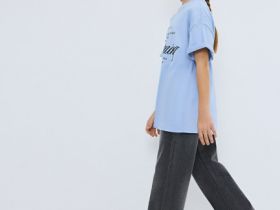 Прямые джинсы для девочек, Серый