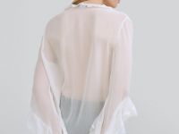 Блузка из шифона с рюшами, Белый