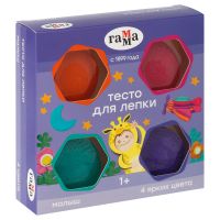 Тесто для лепки Гамма "Малыш", 4 цв., 240 г, яркие цвета, картон. упаковка