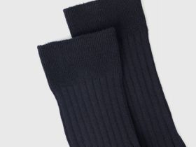 Высокие носки в рубчик, Синий