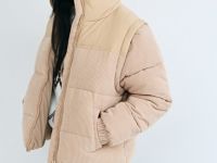 Вельветовая утеплённая куртка для девочек, Бежевый