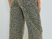 Широкие джинсы с леопардовым принтом, Синий