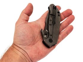 Нож Barmaley Knives Seadevil, сталь D2, рукоять G10/сталь, черный, вейв