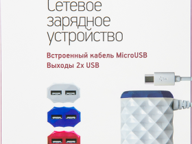 Зарядное устройство Red Line NC-2.1AC(B) USB/USB с кабелем microUSB 10 Вт Белое / Синее